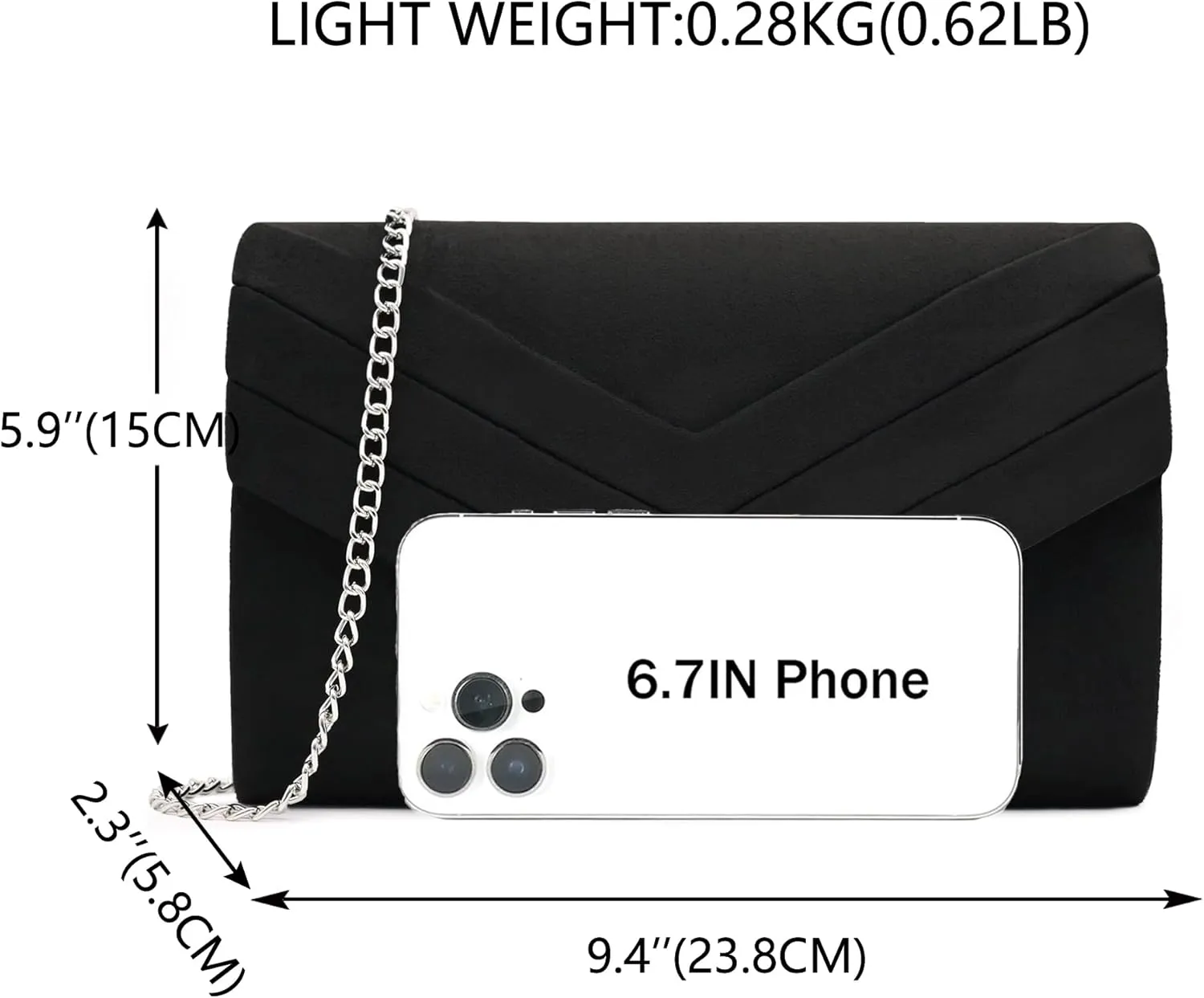 Milisente Evening Bag for Women, Suede Envelope Evening Purses Crossbody Shoulder Clutch Bag