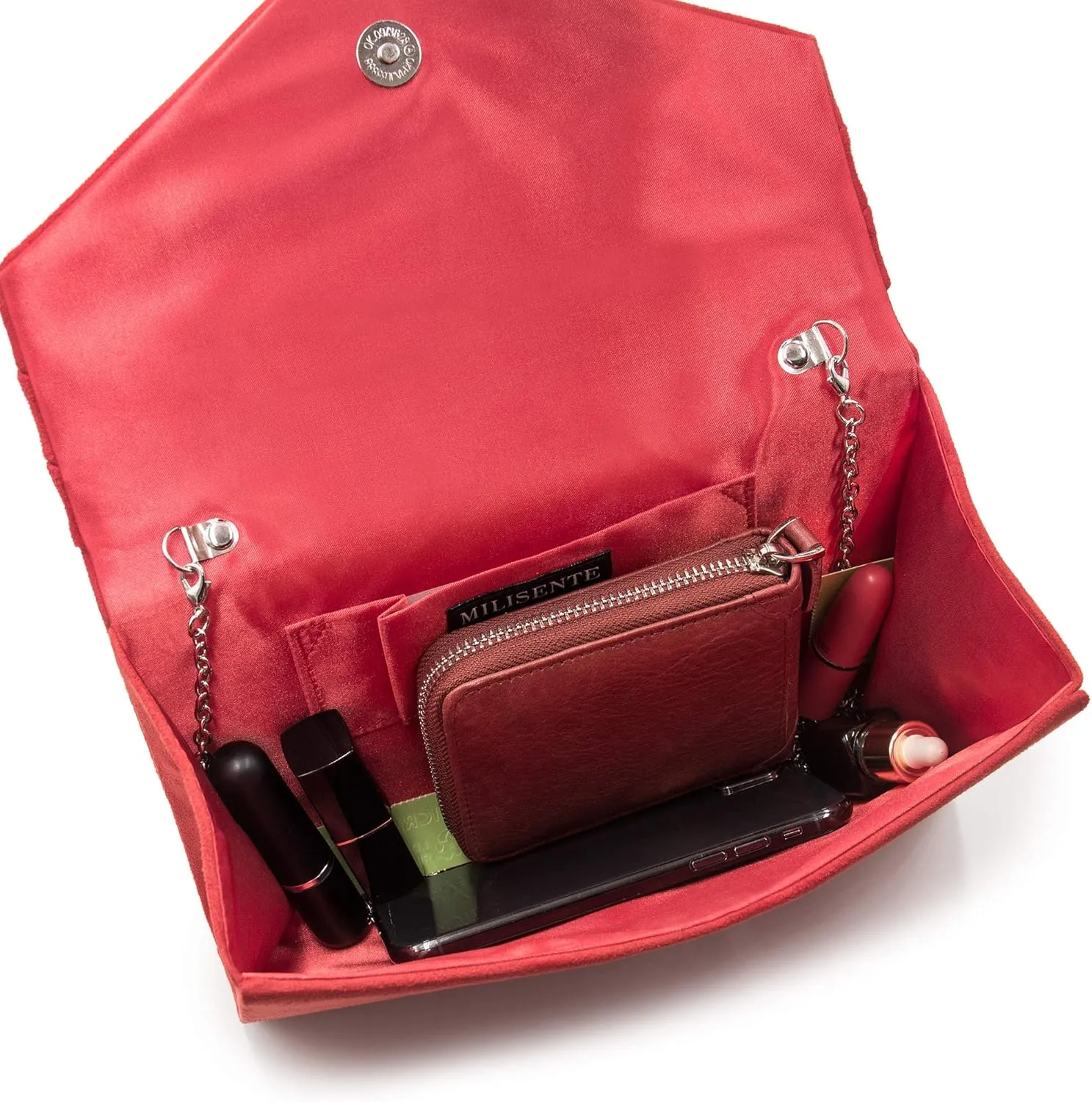 Milisente Evening Bag for Women, Suede Envelope Evening Purses Crossbody Shoulder Clutch Bag