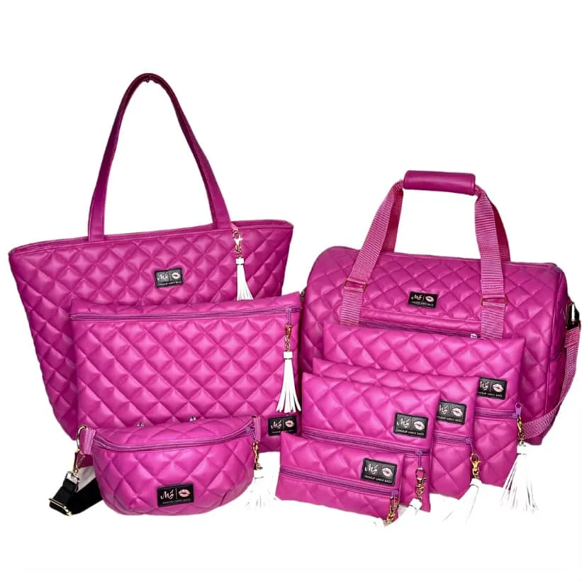 MJ Quilted Luxe Jumbo Top Zipper|| Hot Fuschia