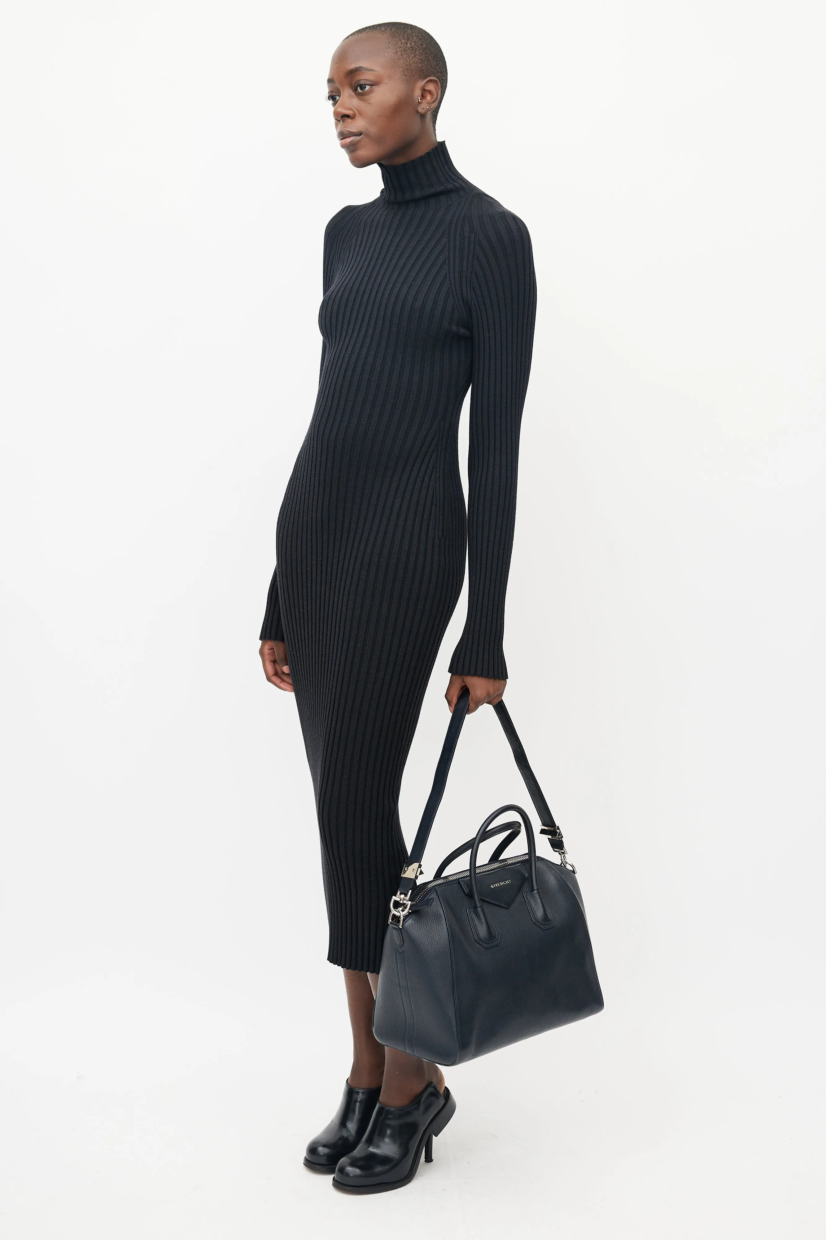 Navy Antigona Leather Bag