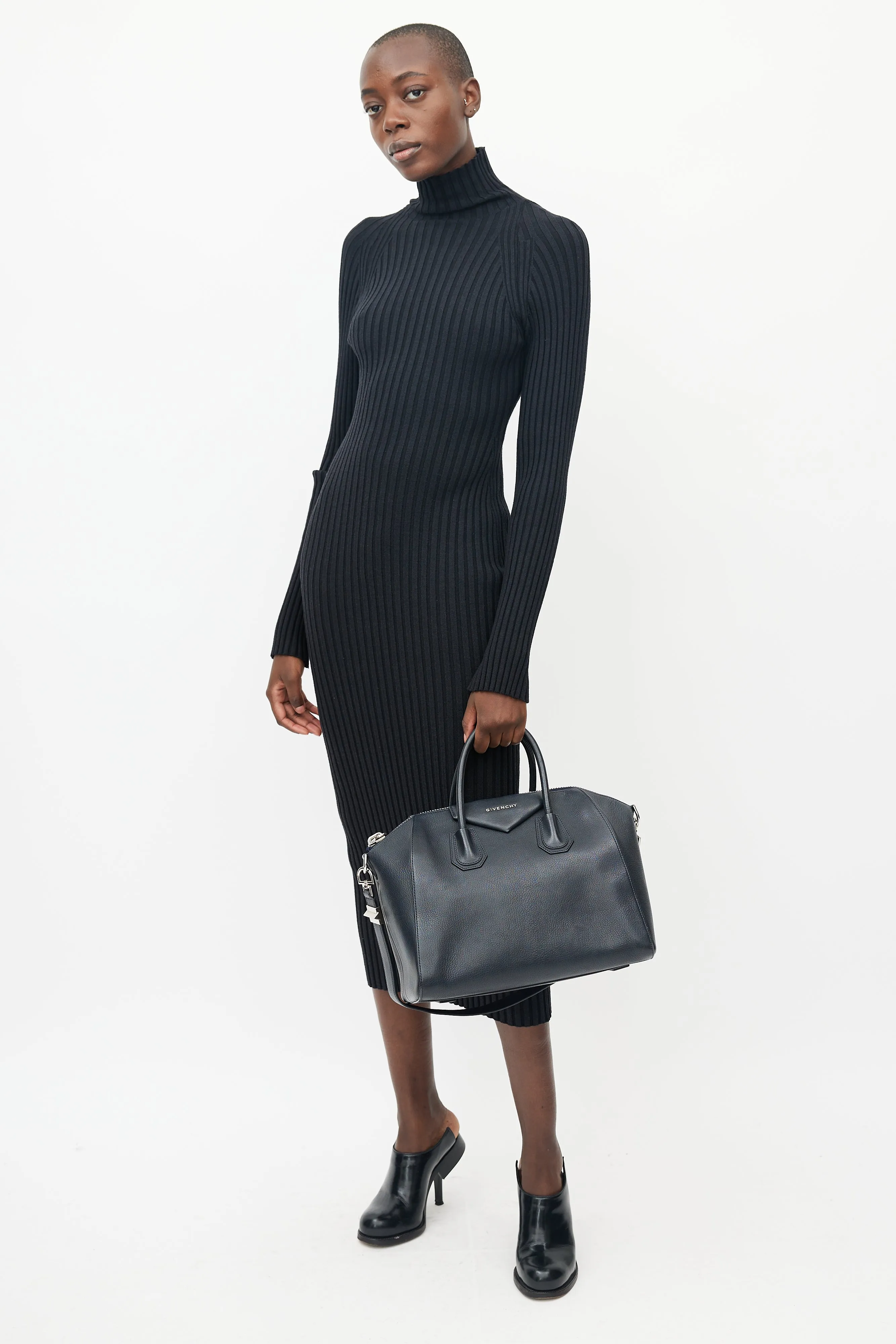Navy Antigona Leather Bag