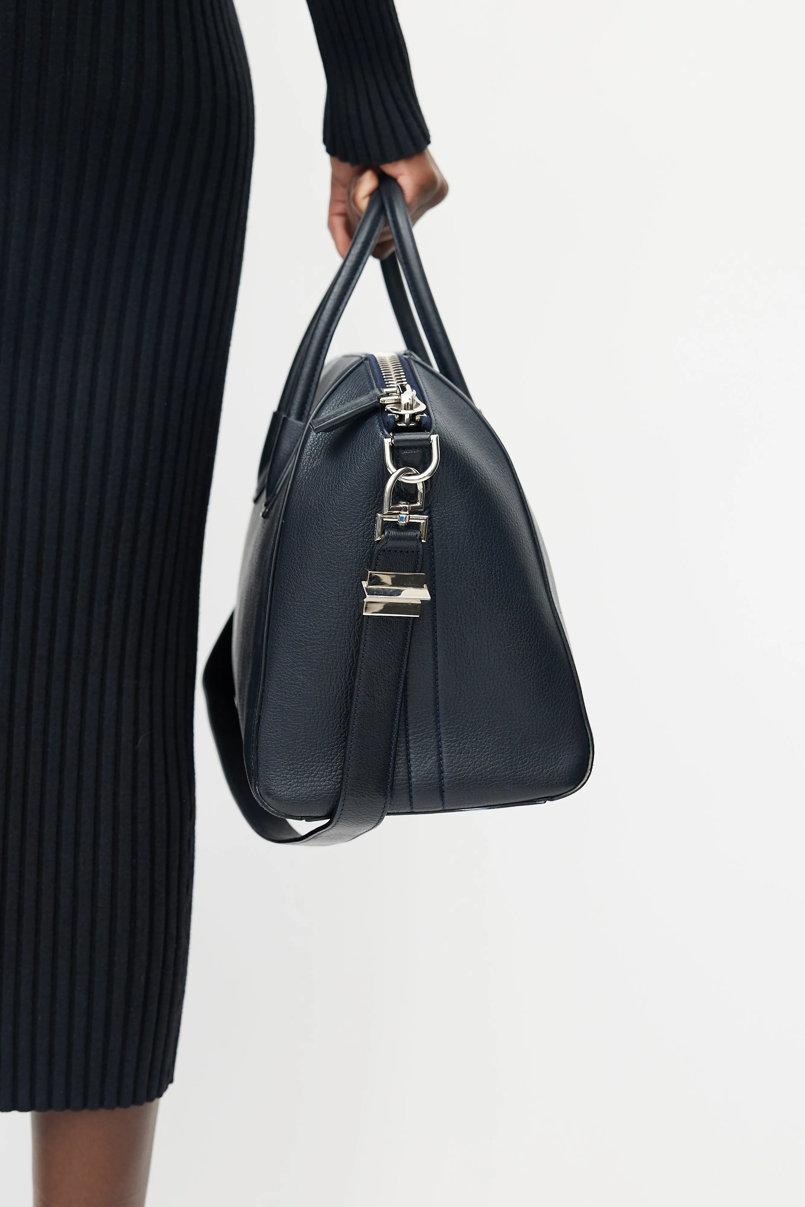 Navy Antigona Leather Bag