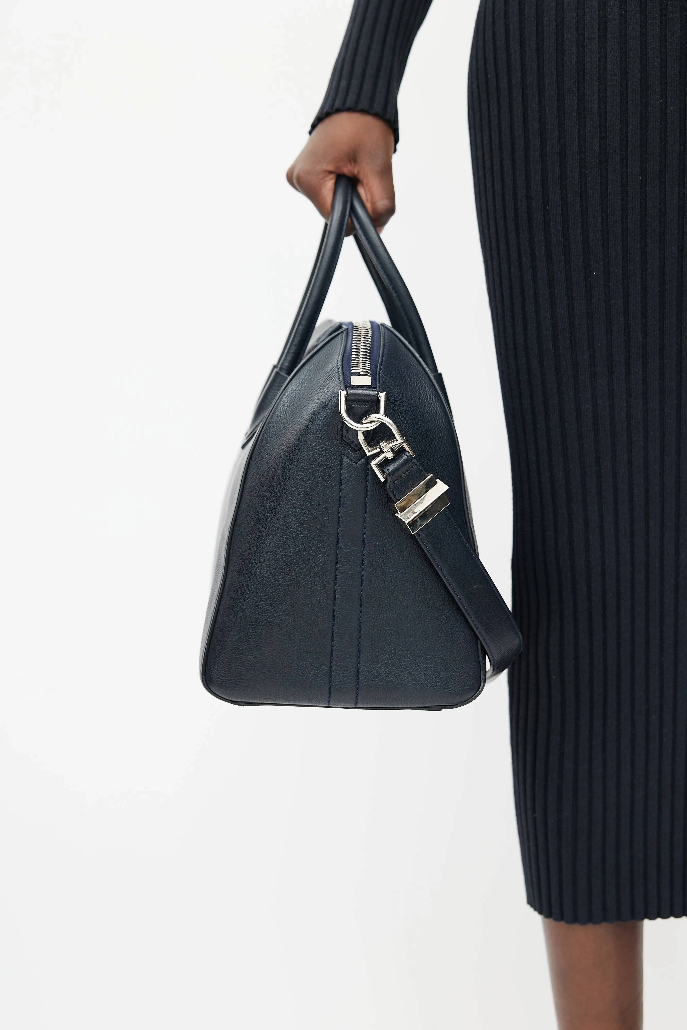 Navy Antigona Leather Bag