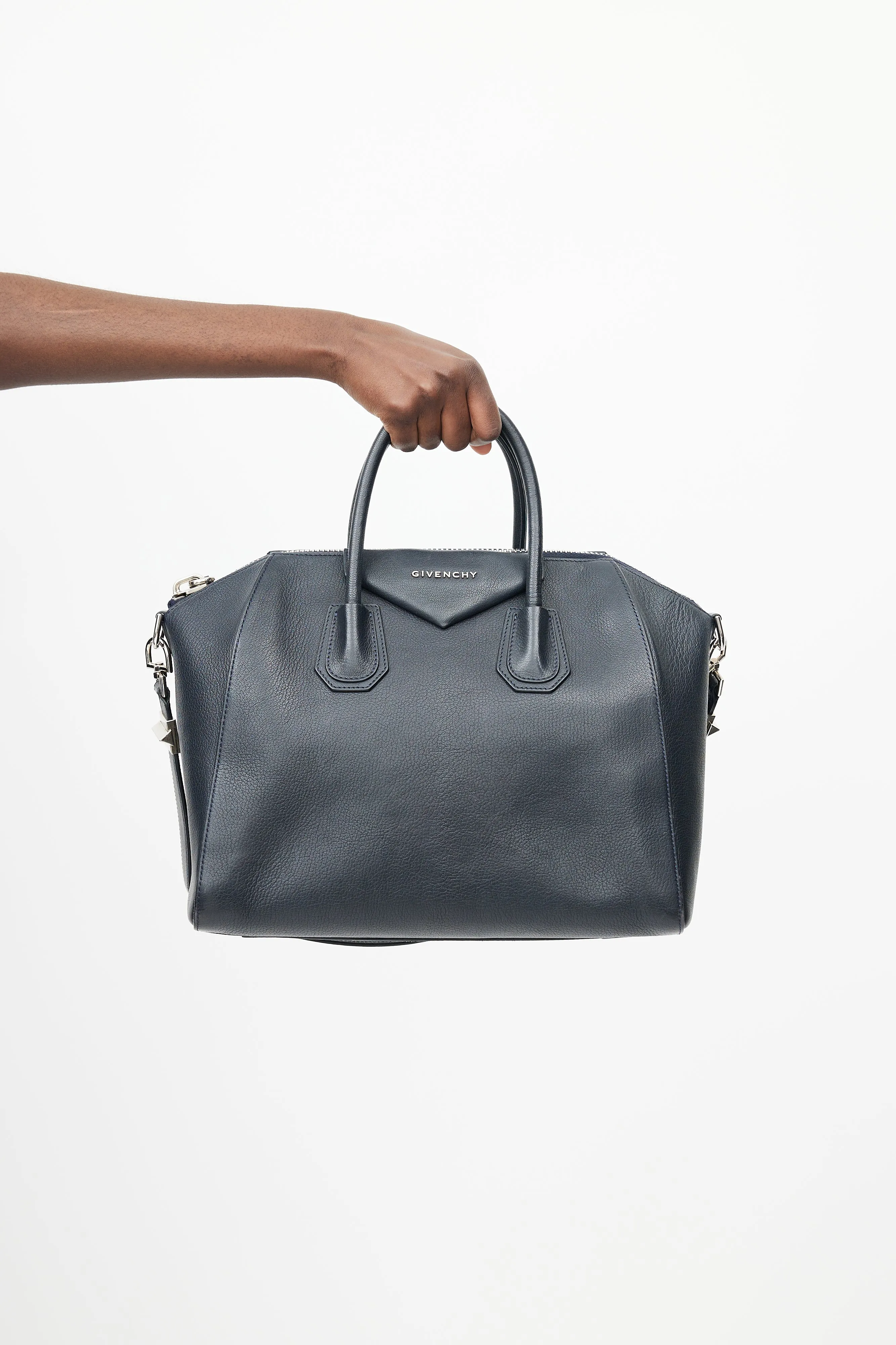 Navy Antigona Leather Bag