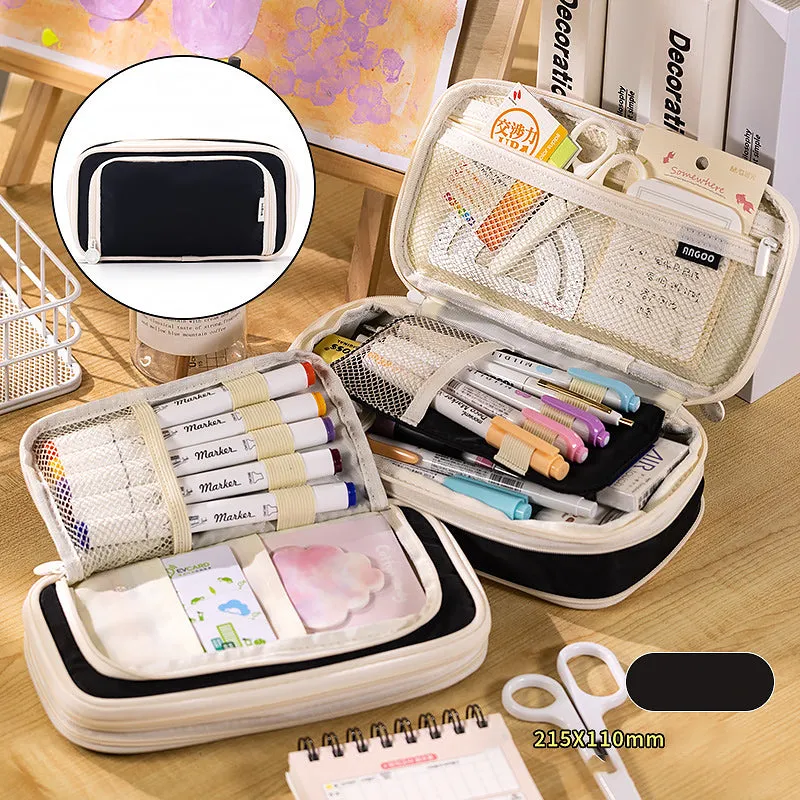 Pastel Zippered Large Foldable Side Open Pencil Case