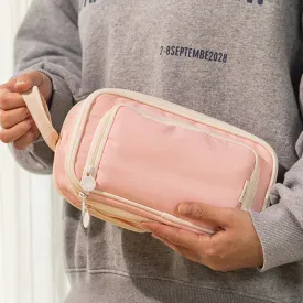 Pastel Zippered Large Foldable Side Open Pencil Case