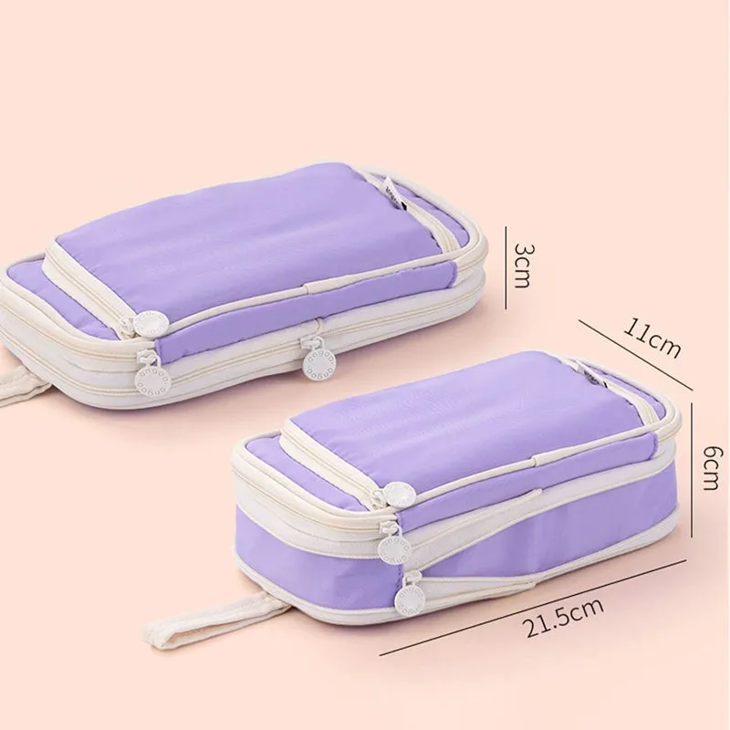 Pastel Zippered Large Foldable Side Open Pencil Case