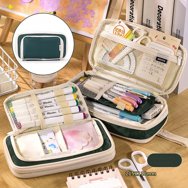 Pastel Zippered Large Foldable Side Open Pencil Case