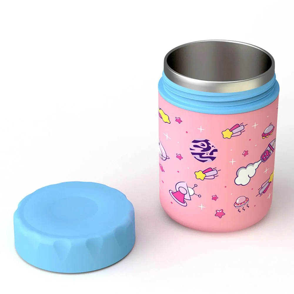 Pink Space Slice 2pcs, Stainless Steel Soup Box and Lunch Box with Bag for Kids