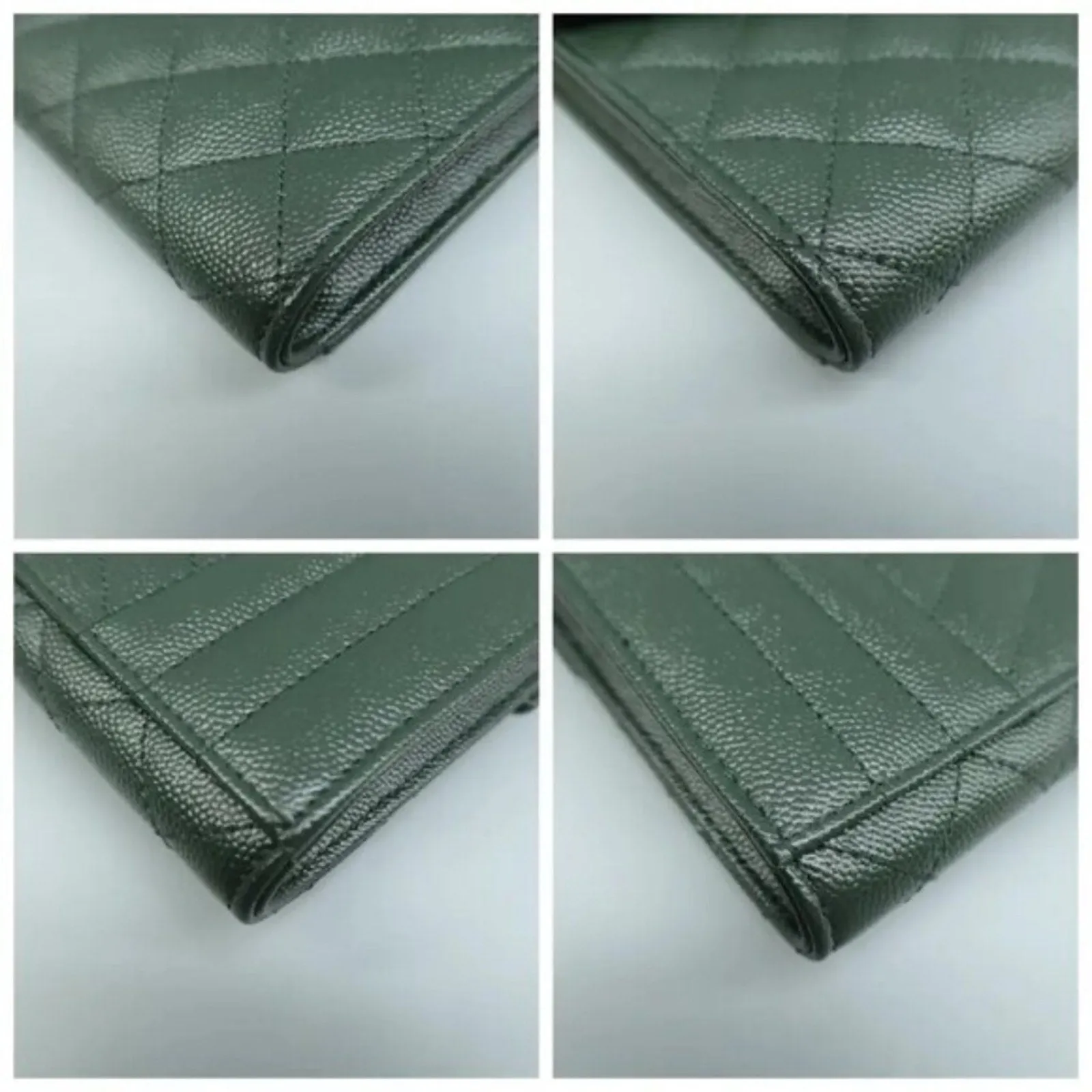 SAINT LAURENT Envelope Green Leather Clutch Bag