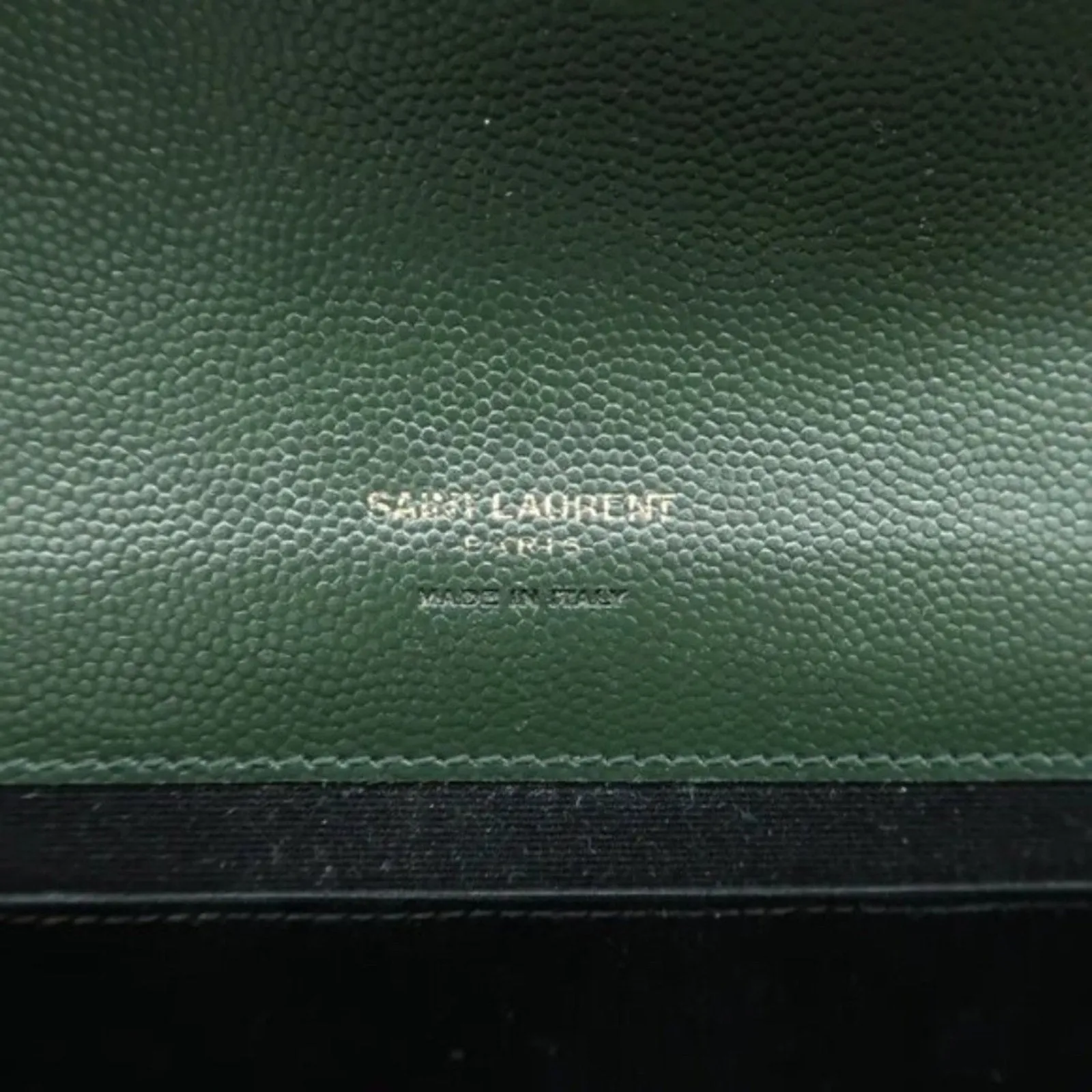 SAINT LAURENT Envelope Green Leather Clutch Bag