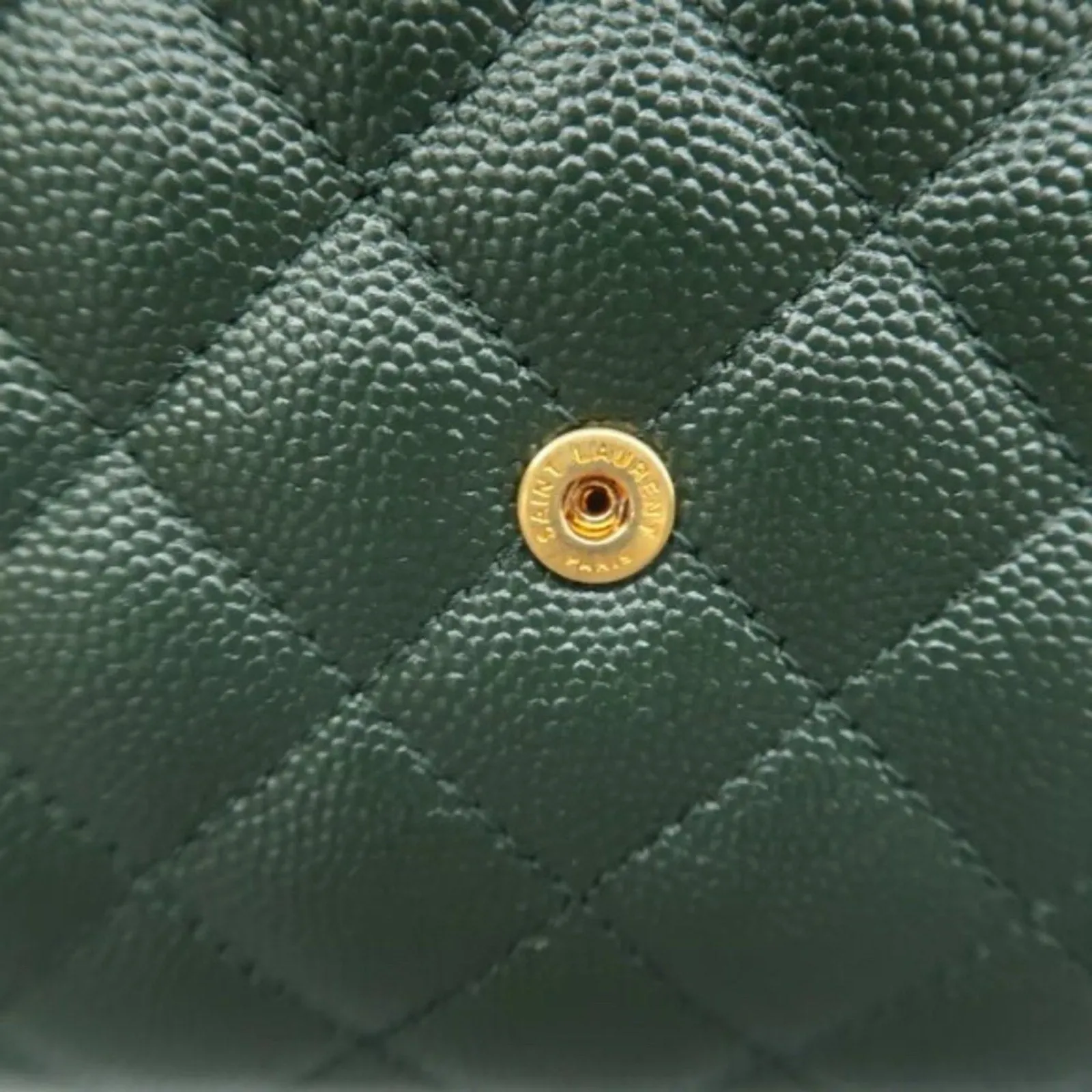SAINT LAURENT Envelope Green Leather Clutch Bag