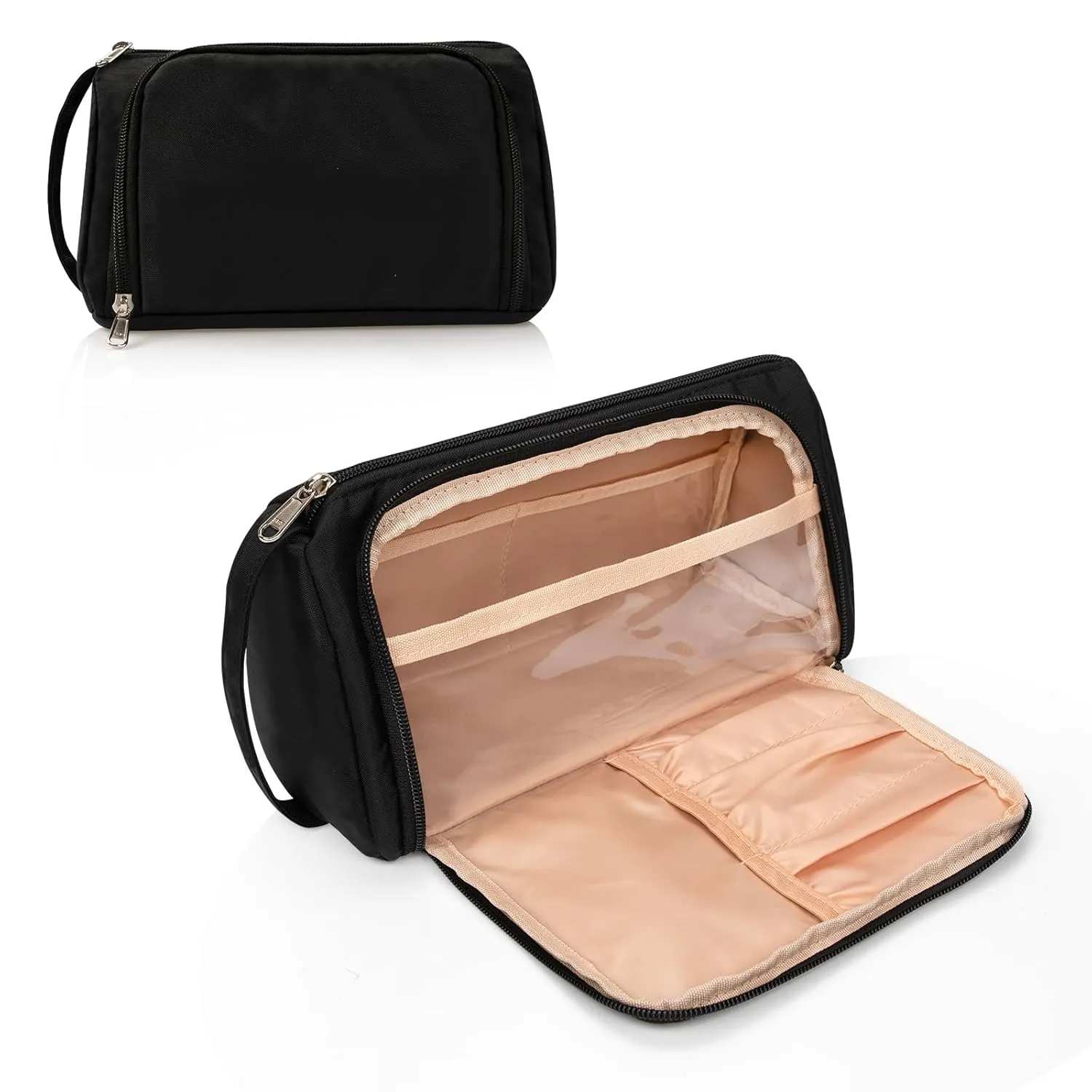 Small Travel Makeup Bag for Women and Girls (Oxford Cloth, Black)