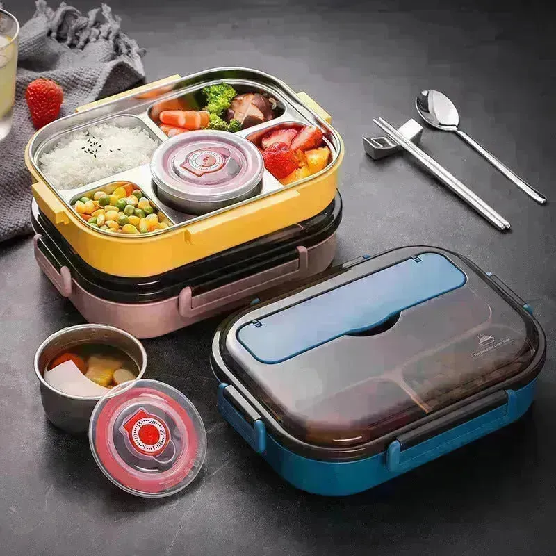 Stainless Steel Bento Thermal Insulated Lunch Box for School Kids