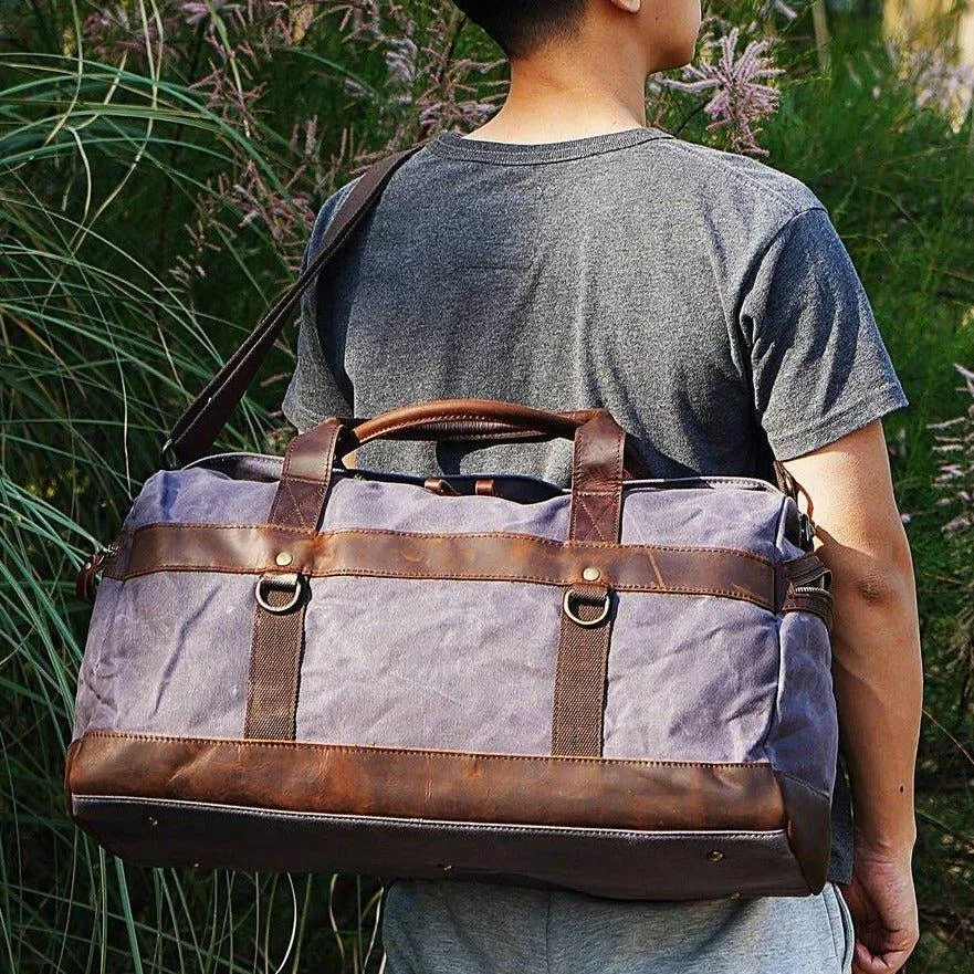 Waxed Canvas Weekender Bag Mens