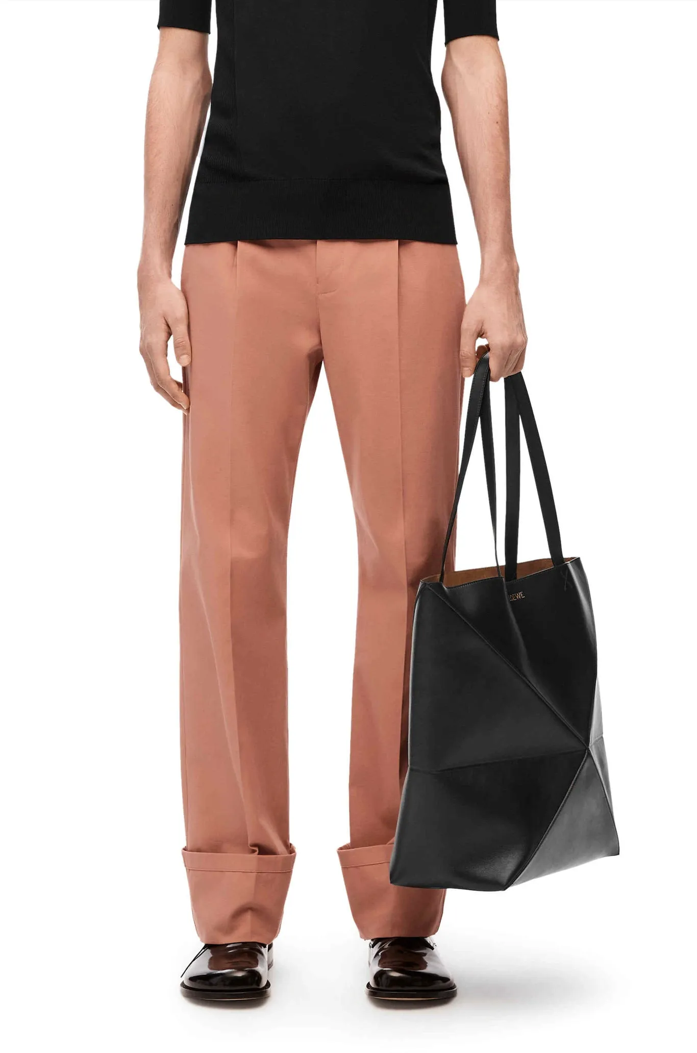 XL Puzzle Fold Tote In Shiny Calfskin