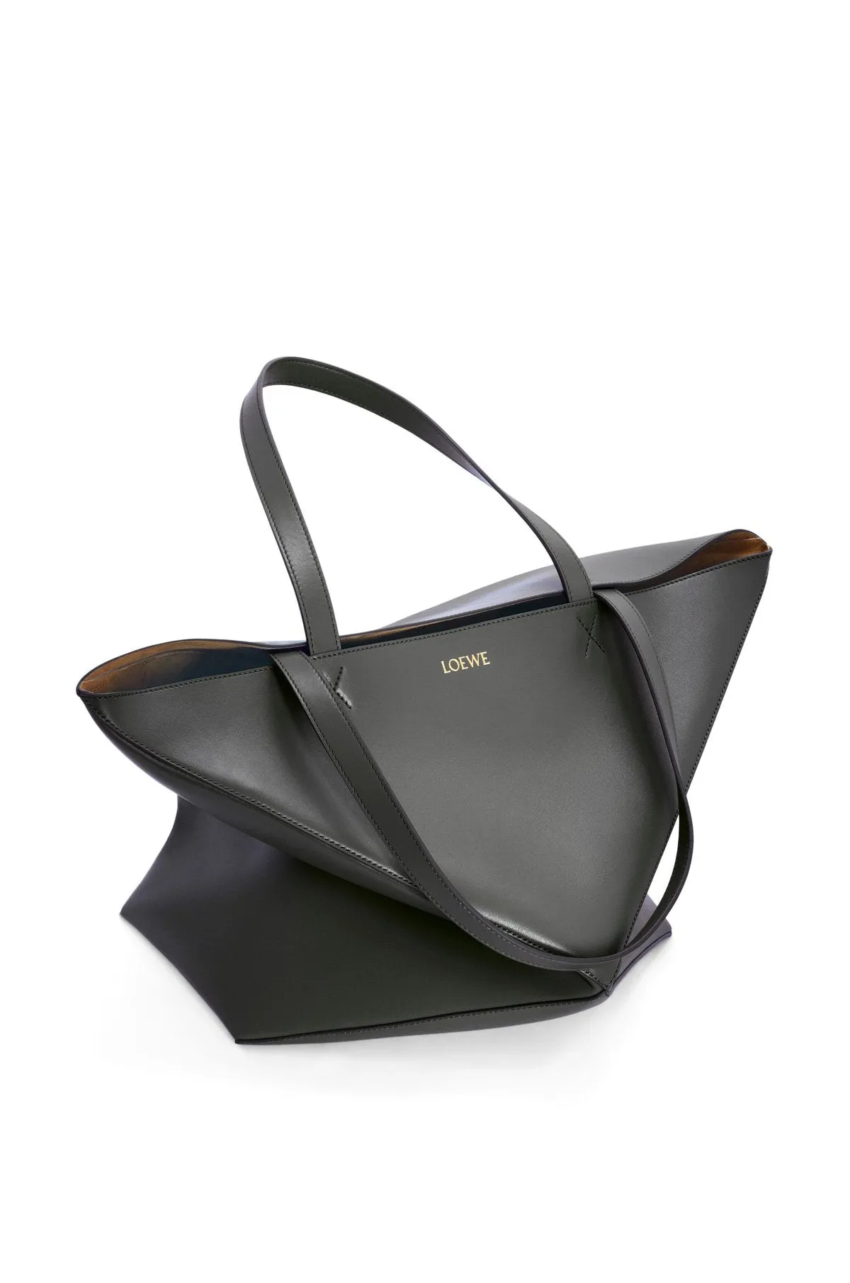 XL Puzzle Fold Tote In Shiny Calfskin