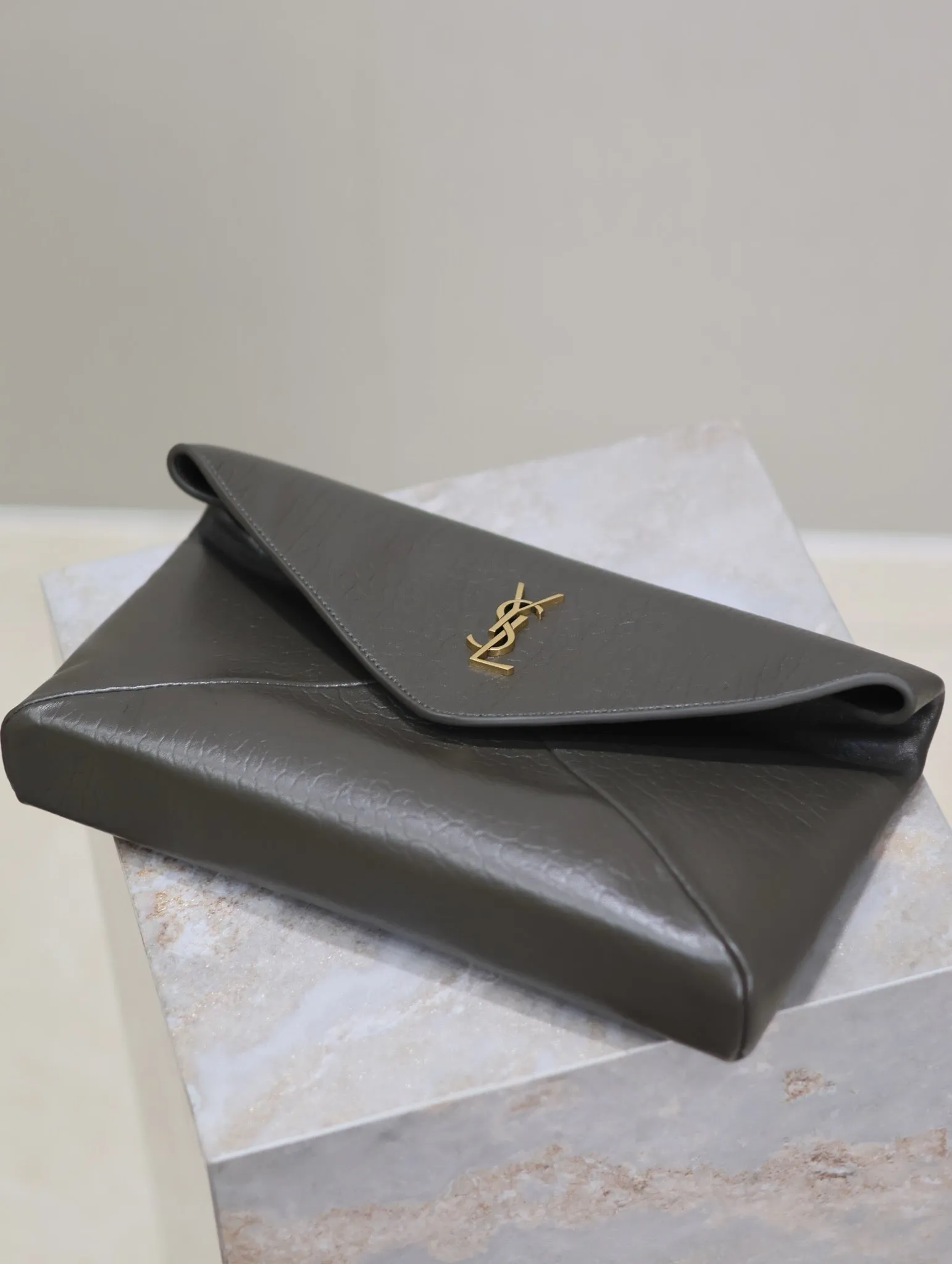 YSK361 CASSANDRE Large Envelope Pouch in Lambskin / HIGHEST QUALITY VERSION / 11.6" x 7.1" x 1.8"
