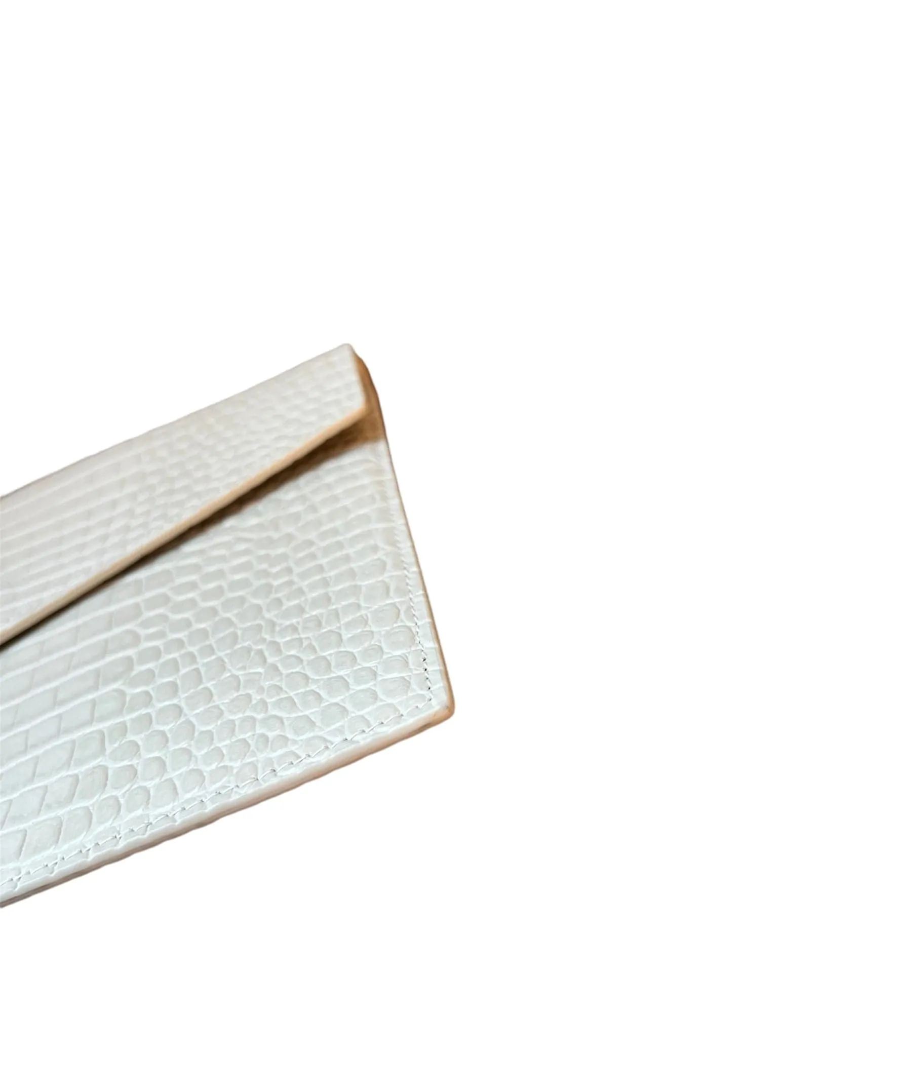 YSL Off-White Croc Embossed Envelope Clutch